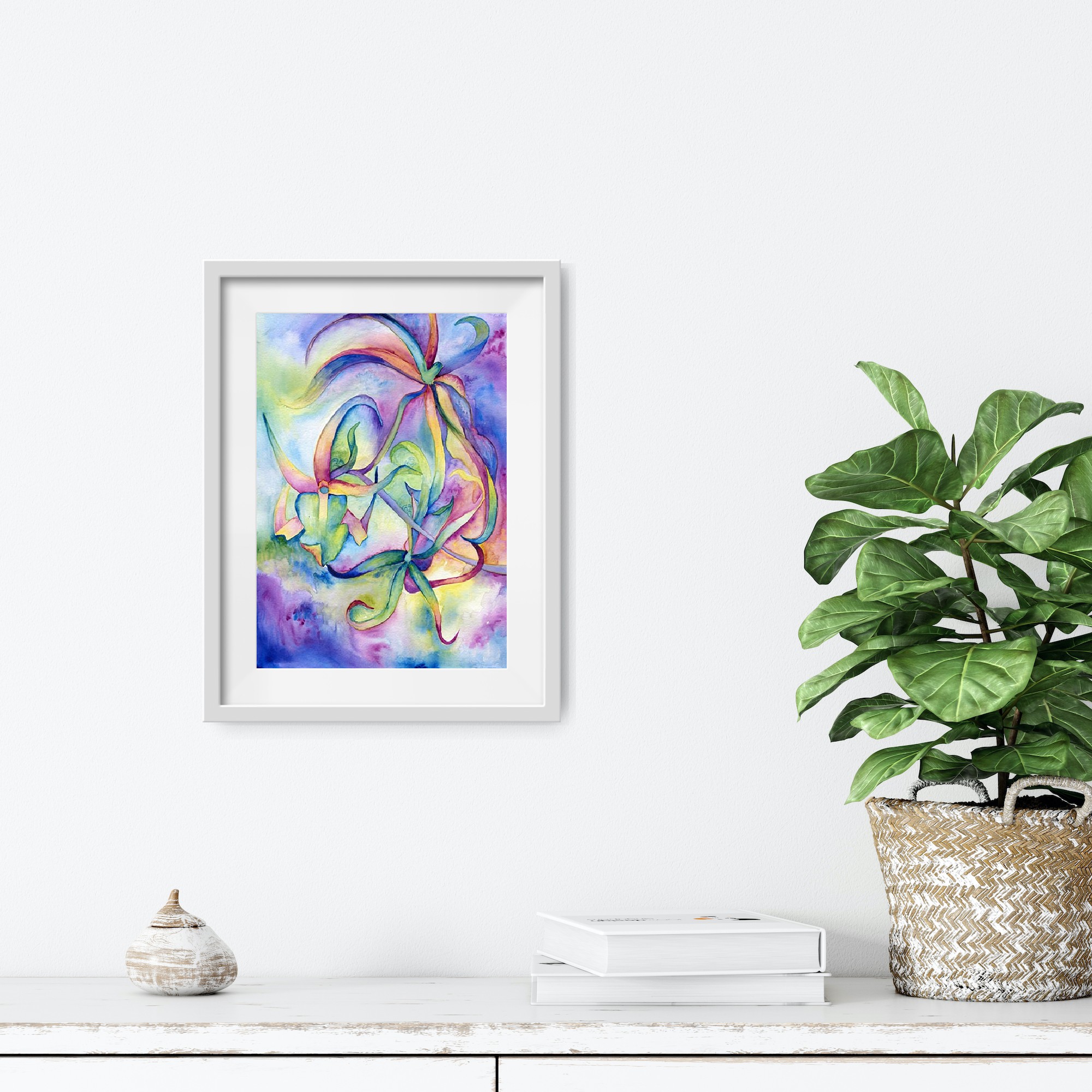 watercolour painting in room