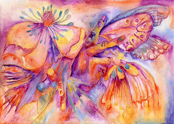 watercolour painting butterflies dance of nature