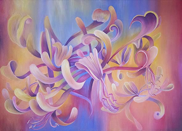 honeysuckle oil painting by claire harrison
